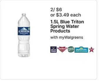 Walgreens 1.5L Blue Triton Spring Water Products offer