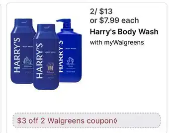 Walgreens Harry's Body Wash with myWalgreens offer