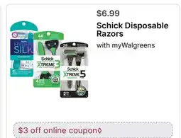 Walgreens Schick Disposable Razors offer
