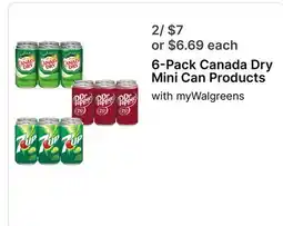 Walgreens 6-Pack Canada Dry Mini Can Products offer
