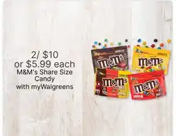 Walgreens M & M' s Share Size Candy offer