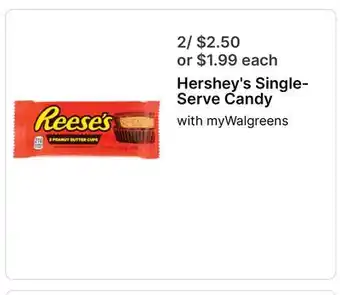 Walgreens Hershey's Single-Serve Candy offer