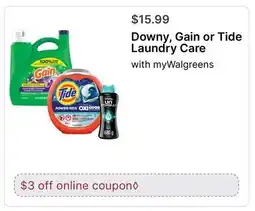 Walgreens Downy, Gain or Tide Laundry Care offer