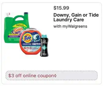 Walgreens Downy, Gain or Tide Laundry Care offer