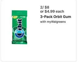 Walgreens 3-Pack Orbit Gum offer