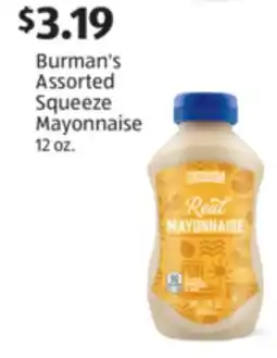 Aldi Burman's Assorted Squeeze Mayonnaise offer