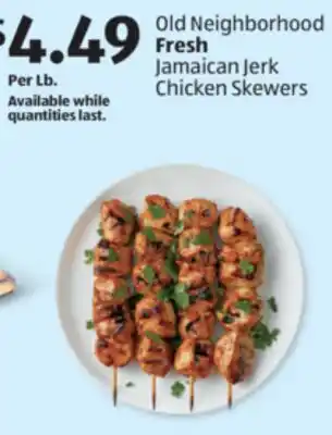 Aldi Old Neighborhood Fresh Jamaican Jerk Chicken Skewers offer
