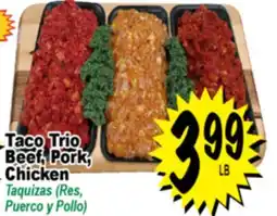 Superior Grocers Taco Trio Beef, Pork, Chicken offer