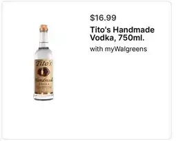 Walgreens Tito's Handmade Vodka, 750ml offer