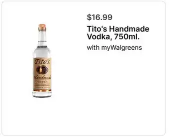 Walgreens Tito's Handmade Vodka, 750ml offer