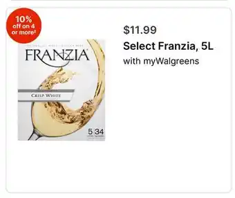 Walgreens Select Franzia, 5L offer