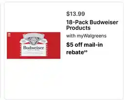 Walgreens 18-Pack Budweiser Products offer