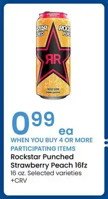 Albertsons Rockstar Punched Strawberry Peach 16fz offer