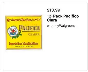 Walgreens 12-Pack Pacifico Clara offer