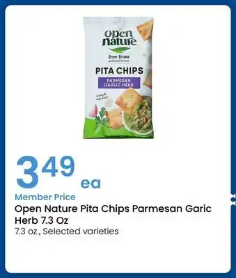 Albertsons Open Nature Pita Chips Parmesan Garic Herb 7.3 Oz offer
