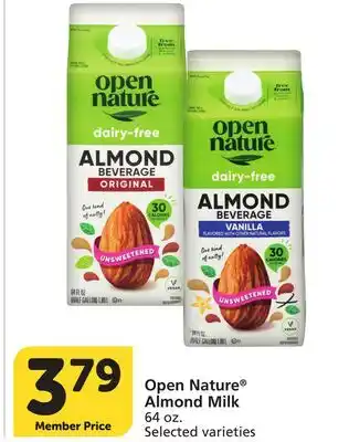 Albertsons Open Nature Almond Milk offer