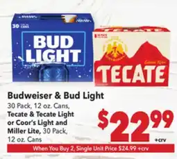 Vallarta Supermarkets Budweiser & Bud Light offer