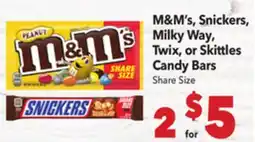 Vallarta Supermarkets M & M's, Snickers, Milky Way, Twix, or Skittles Candy Bars offer