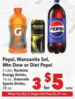 Vallarta Supermarkets Pepsi, Manzanita Sol, Mtn Dew or Diet Pepsi offer