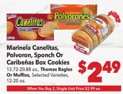 Vallarta Supermarkets Marinela Canelitas, Polvoron, Sponch Or Caribeñas Box Cookies offer