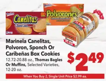 Vallarta Supermarkets Marinela Canelitas, Polvoron, Sponch Or Caribeñas Box Cookies offer