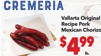Vallarta Supermarkets Vallarta Original Recipe Pork Mexican Chorizo offer