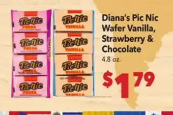 Vallarta Supermarkets Diana's Pic Nic Wafer Vanilla, Strawberry & Chocolate offer