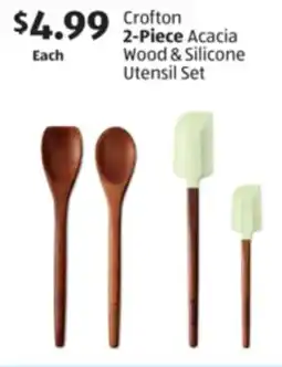 Aldi Crofton 2-Piece Acacia Wood & Silicone Utensil Set offer