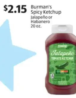 Aldi Burman's Spicy Ketchup Jalapeño or Habanero offer