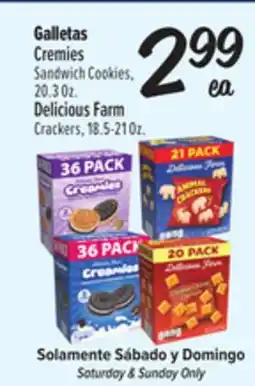 El Super Fresh Cremies Sandwich Cookies, 20.3 Oz., Delicious Farm Crackers, 18.5–21 Oz offer