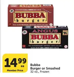 Vons Bubba Burger or Smashed offer
