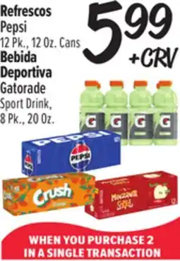 El Super Pepsi 12 Pk., 12 Oz. Cans Gatorade Sport Drink, 8 Pk., 20 Oz offer