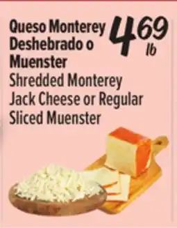 El Super Shredded Monterey Jack Cheese or Regular Sliced Muenster offer
