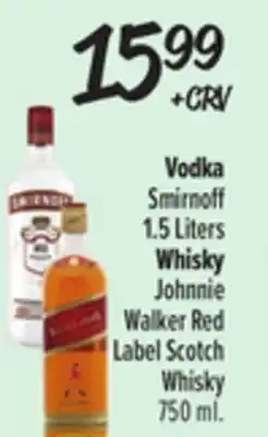 El Super Smirnoff 1.5 Liters, Johnnie Walker Red Label Scotch Whisky 750 ml offer