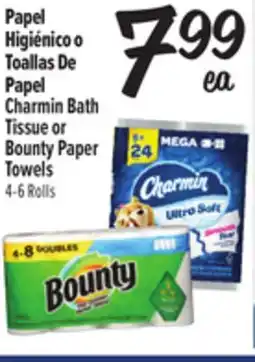 El Super Charmin Bath Tissue or Bounty Paper Towels 4-6 Rolls offer