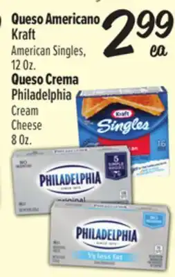 El Super Kraft American Singles, 12 Oz. Queso Crema Philadelphia Cream Cheese 8 Oz offer