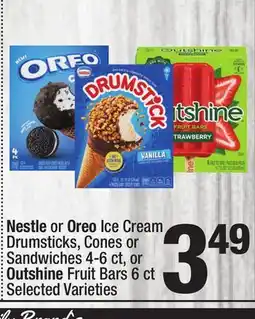 Super King Markets Nestle or Oreo Ice Cream Drumsticks, Cones or Sandwiches 4-6 ct, or Outshine Fruit Bars 6 ct offer