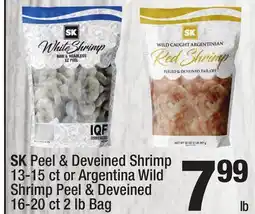 Super King Markets SK Peel & Deveined Shrimp 13-15 ct or Argentina Wild Shrimp Peel & Deveined 16-20 ct 2 lb Bag offer