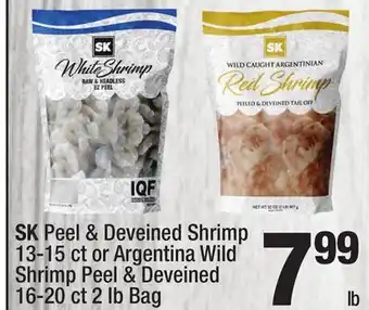 Super King Markets SK Peel & Deveined Shrimp 13-15 ct or Argentina Wild Shrimp Peel & Deveined 16-20 ct 2 lb Bag offer