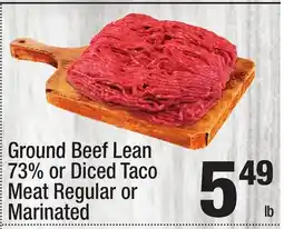 Super King Markets Ground Beef Lean 73% or Diced Taco Meat offer
