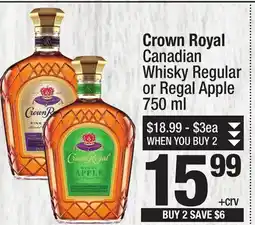 Super King Markets Crown Royal Canadian Whisky Regular or Regal Apple offer