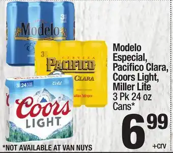 Super King Markets Modelo Especial, Pacifico Clara, Coors Light, Miller Lite offer