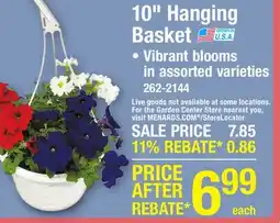 Menards 10 Hanging Basket offer
