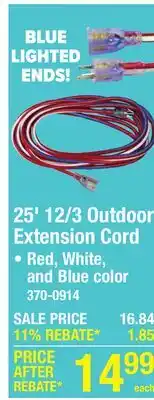 Menards 25' 12/3 Outdoor Extension Cord offer