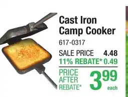 Menards Cast Iron Camp Cooker offer