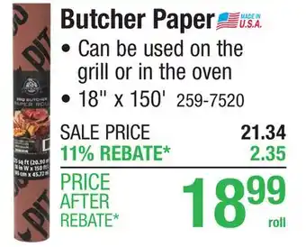 Menards Butcher Paper offer