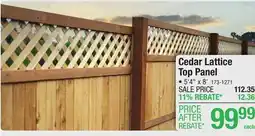Menards Cedar Lattice Top Panel offer