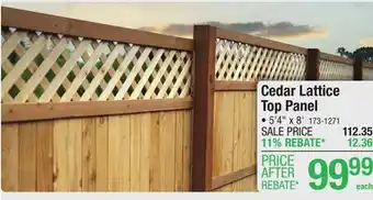 Menards Cedar Lattice Top Panel offer