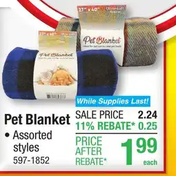 Menards Pet Blanket offer