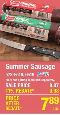 Menards Summer Sausage offer